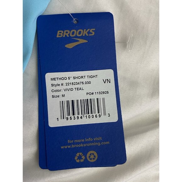 Brooks Women Size Medium Method 5” Short Tights Vivid Teal Wicking 4 Way Stretch - Picture 8 of 10